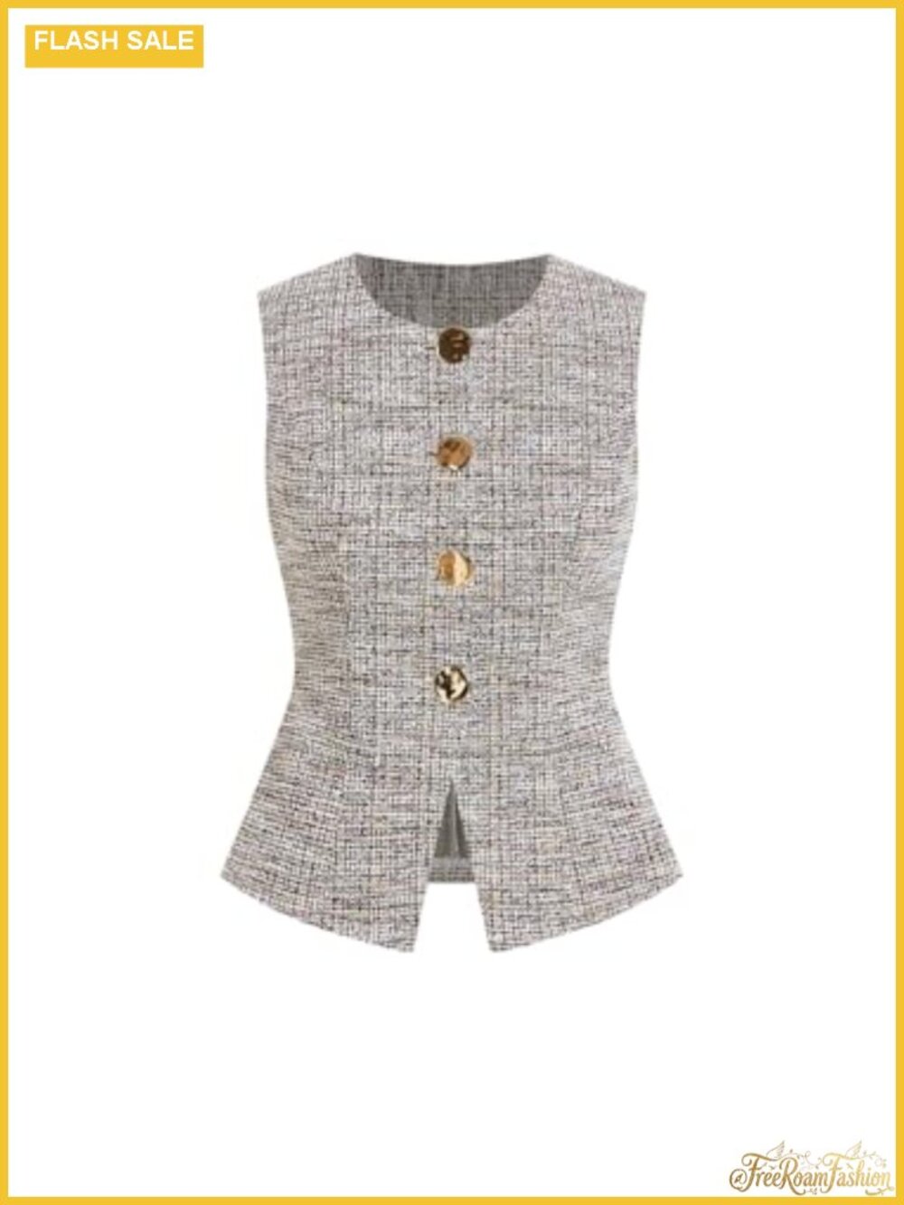 Tweed Blazer Vest Sleeveless Business Casual Work Top